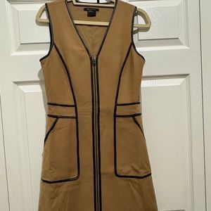 Armani Exchange sleeveless sheath full zip dress caramel tan